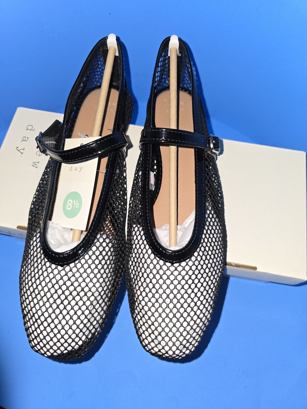 NWT A New Day Black Mesh Mary Jane Flats Size 8.5 - Picture 3 of 8